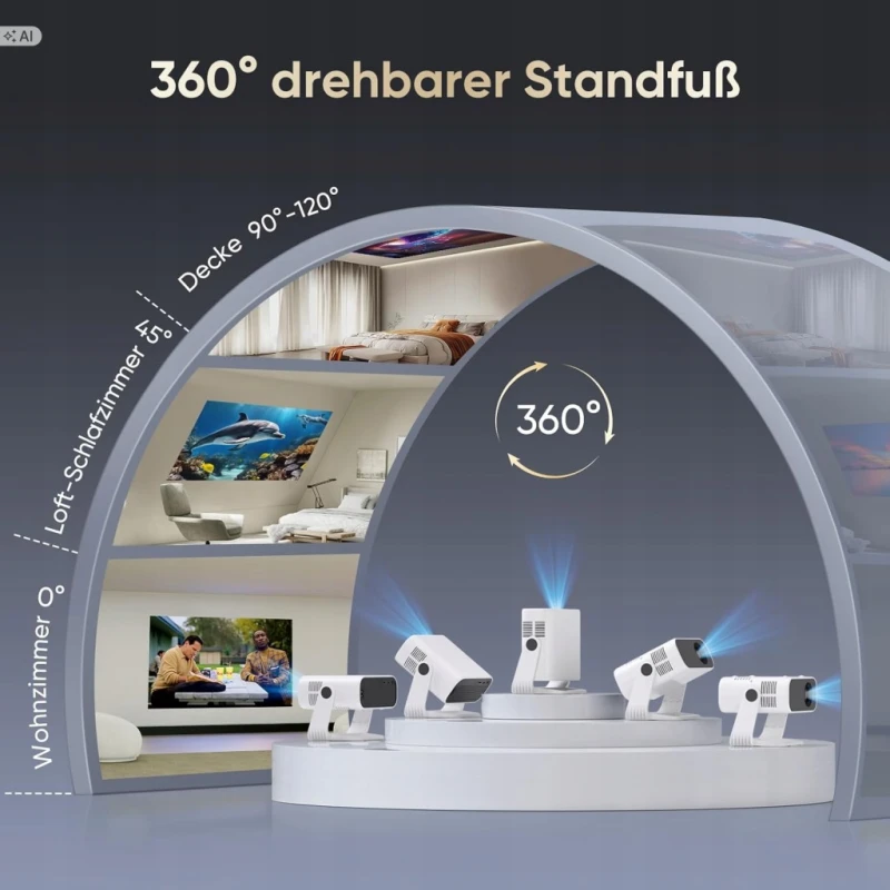 Projektor Wielio AE211B-2 Full HD 1080p Android 14 WiFi 6 Bluetooth 5.2