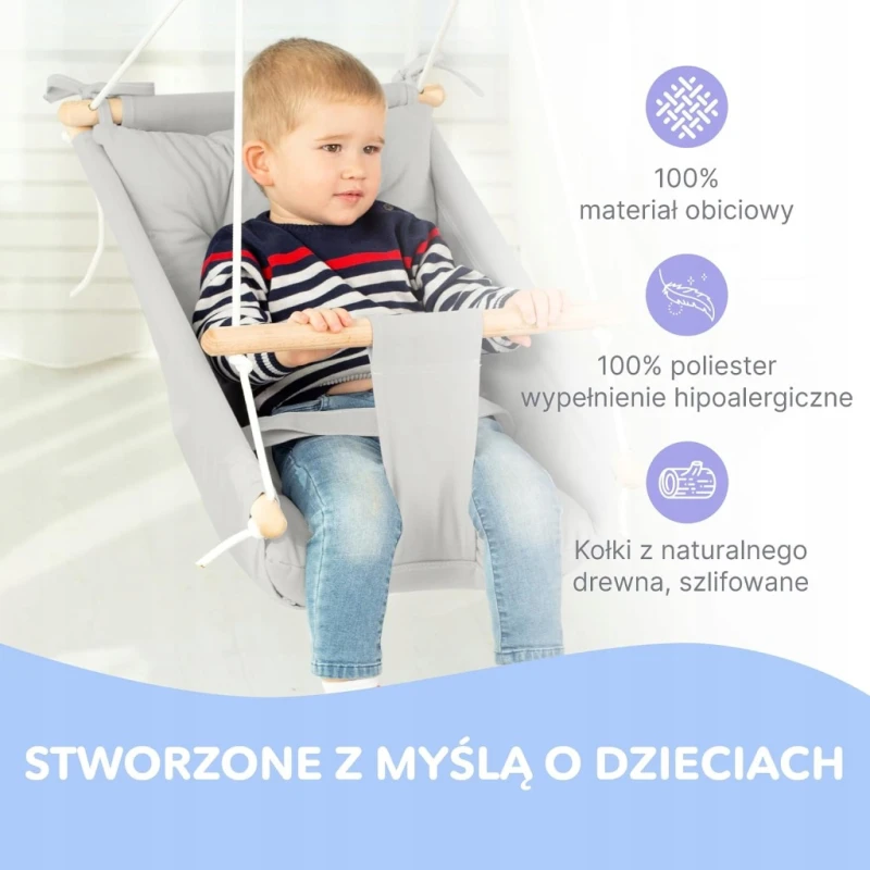 CaTeam huśtawka dla dziecka 12 mies.–4 lata z pasem 5-punktowym