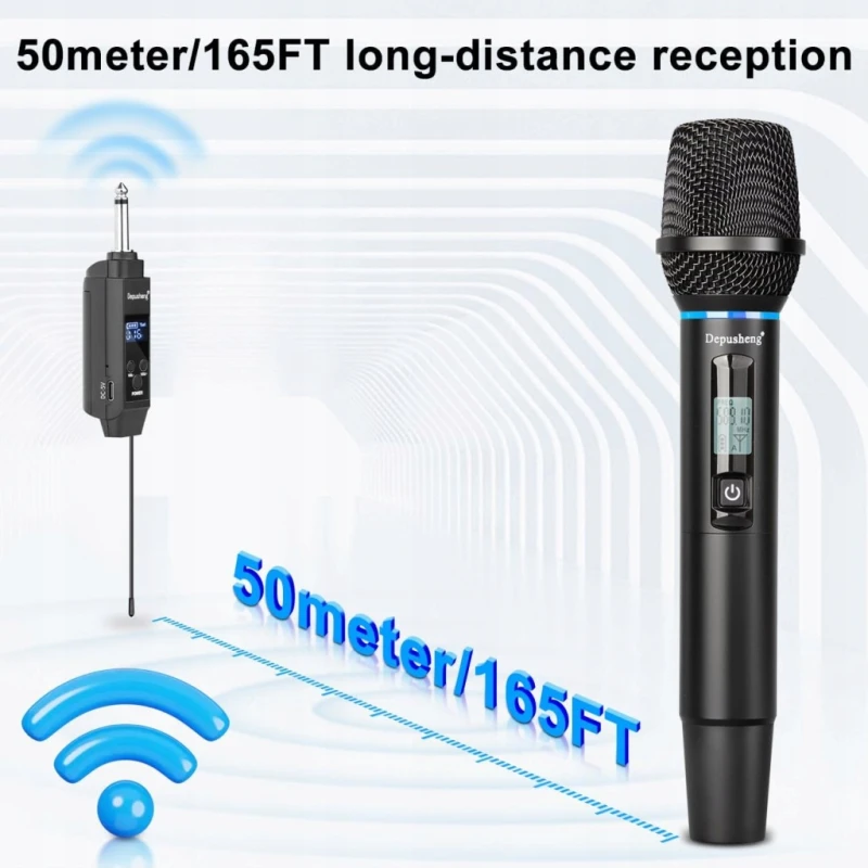 Depusheng DPS-S4 zestaw 4 mikrofonów bezprzewodowych UHF RGB z odbiornikiem