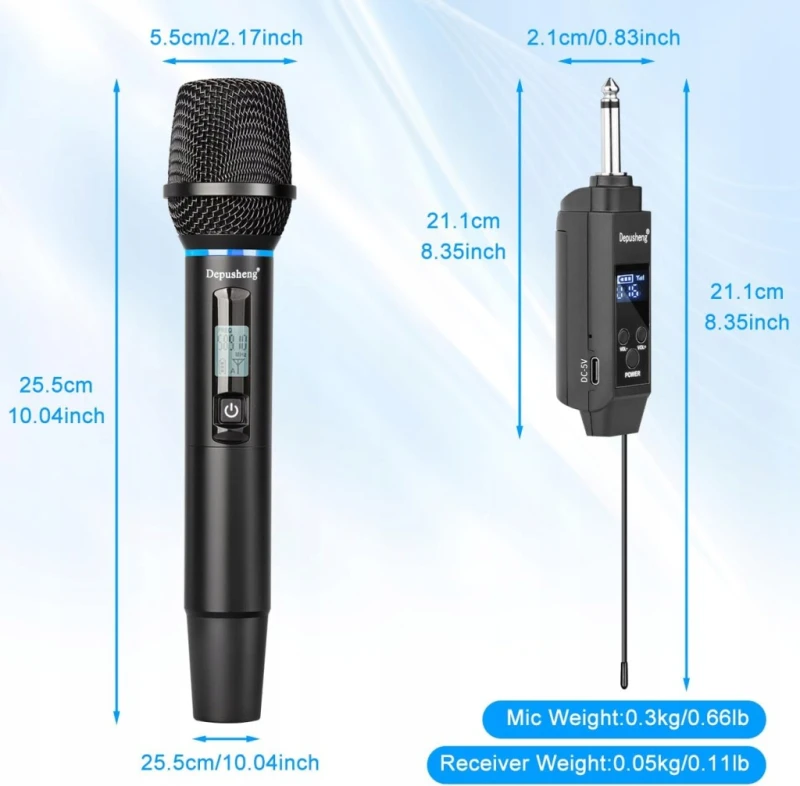 Depusheng DPS-S4 zestaw 4 mikrofonów bezprzewodowych UHF RGB z odbiornikiem
