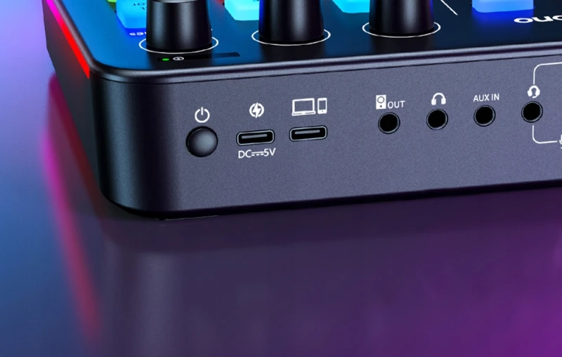 Maono Caster G1 Neo mikser audio RGB XLR 48V do streamingu
