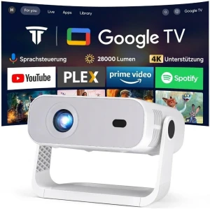 Wielio 2026 projektor Google TV Full HD 1080p WiFi 6 Bluetooth 5.2