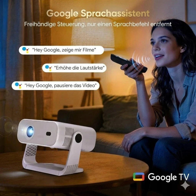 Wielio 2026 projektor Google TV Full HD 1080p WiFi 6 Bluetooth 5.2