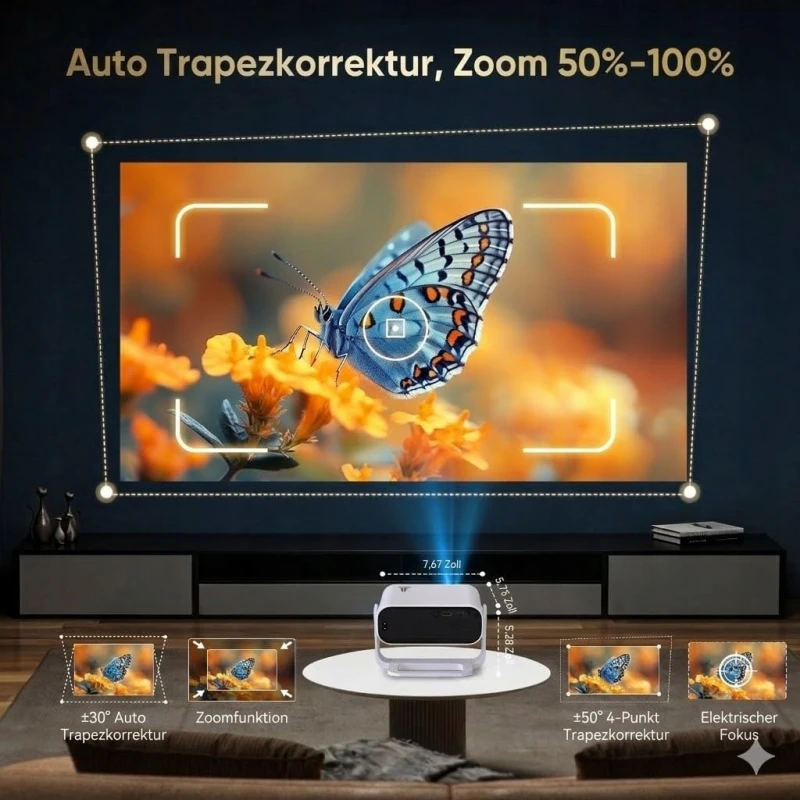 Wielio 2026 projektor Google TV Full HD 1080p WiFi 6 Bluetooth 5.2