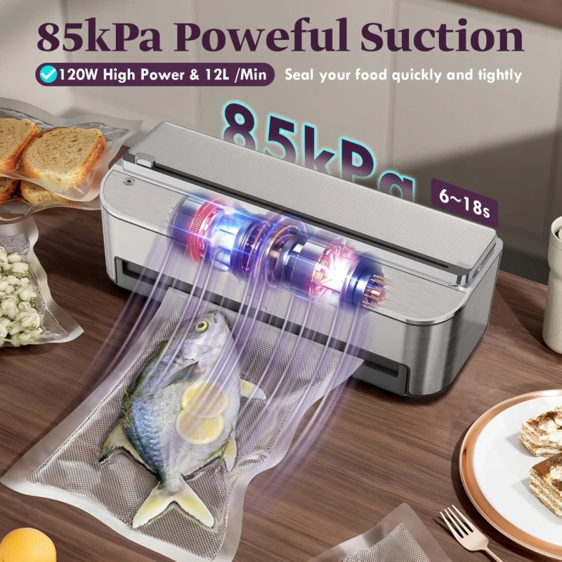 Mesliese zgrzewarka próżniowa 85 kPa 120 W z nożem i rolkami