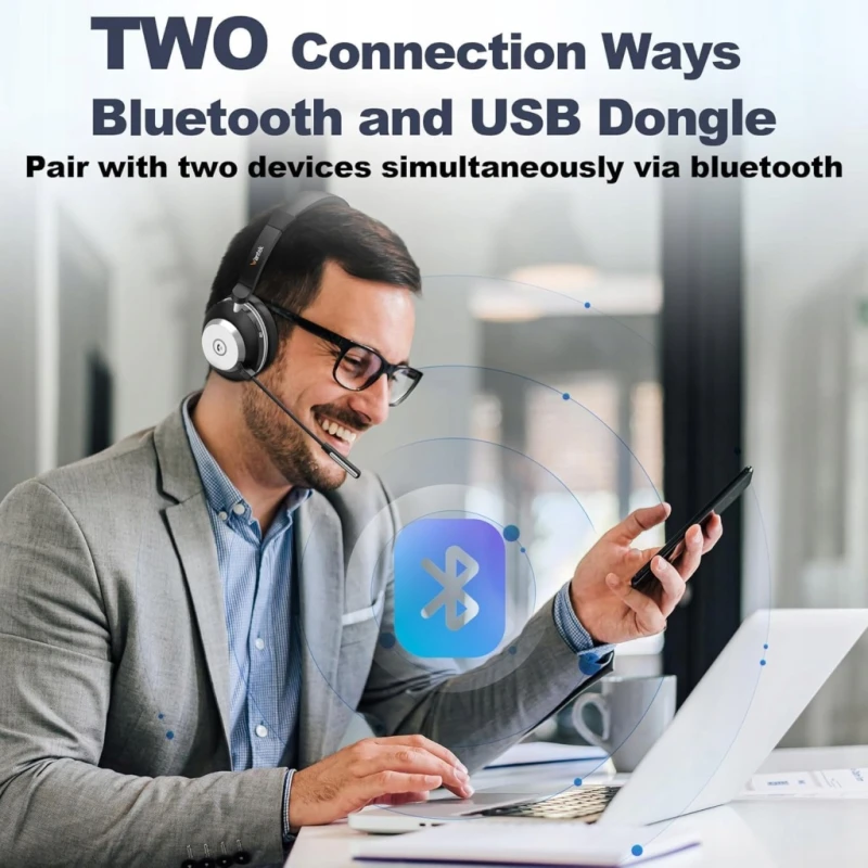 Wantek 882BT zestaw słuchawkowy Bluetooth z mikrofonem i adapterem USB