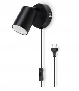 da LIGHT lampka ścienna GU10 z wtyczką czarna retro 230 V
