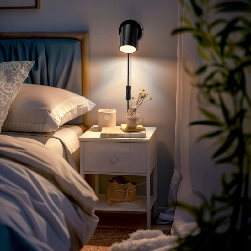 da LIGHT lampka ścienna GU10 z wtyczką czarna retro 230 V