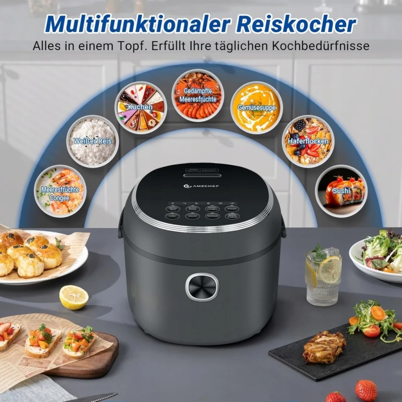 Ryżowar Amzchef Mini szybkowar do ryżu 4L 860W, 7 programów