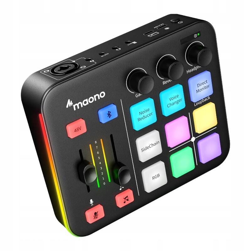 Maono Caster G1 Neo mikser audio RGB XLR 48V do streamingu