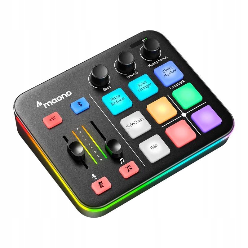 Maono Caster G1 Neo mikser audio RGB XLR 48V do streamingu