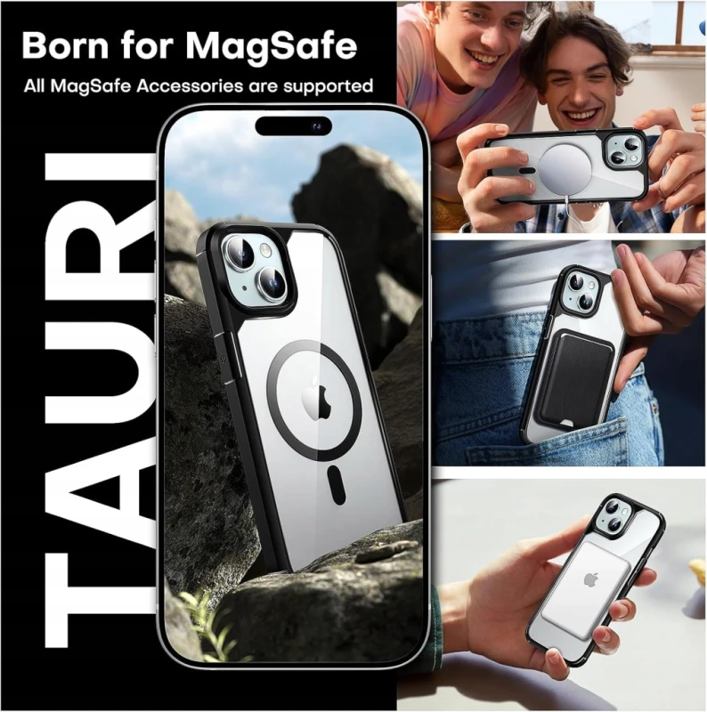 Tauri etui 5w1 do iPhone 15 Plus MagSafe + 2 szkła i osłony aparatu