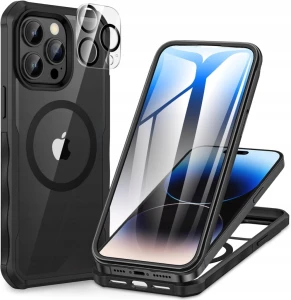 Cenhufo etui iPhone 14 Pro Max 360° szkło 9H MagSafe czarne, full body