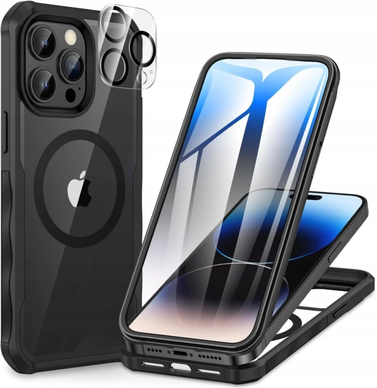 Cenhufo etui iPhone 14 Pro Max 360° szkło 9H MagSafe czarne, full body