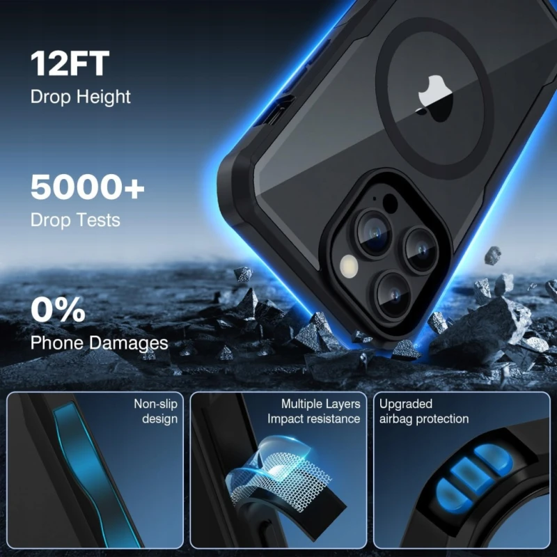 Cenhufo etui iPhone 14 Pro Max 360° szkło 9H MagSafe czarne, full body