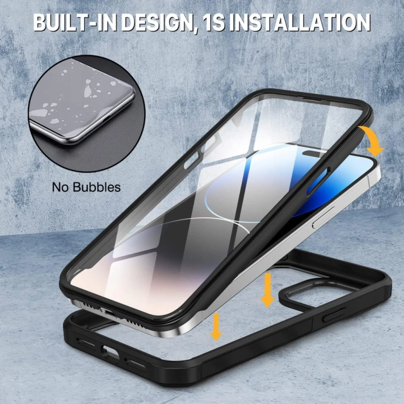 Cenhufo etui iPhone 14 Pro Max 360° szkło 9H MagSafe czarne, full body
