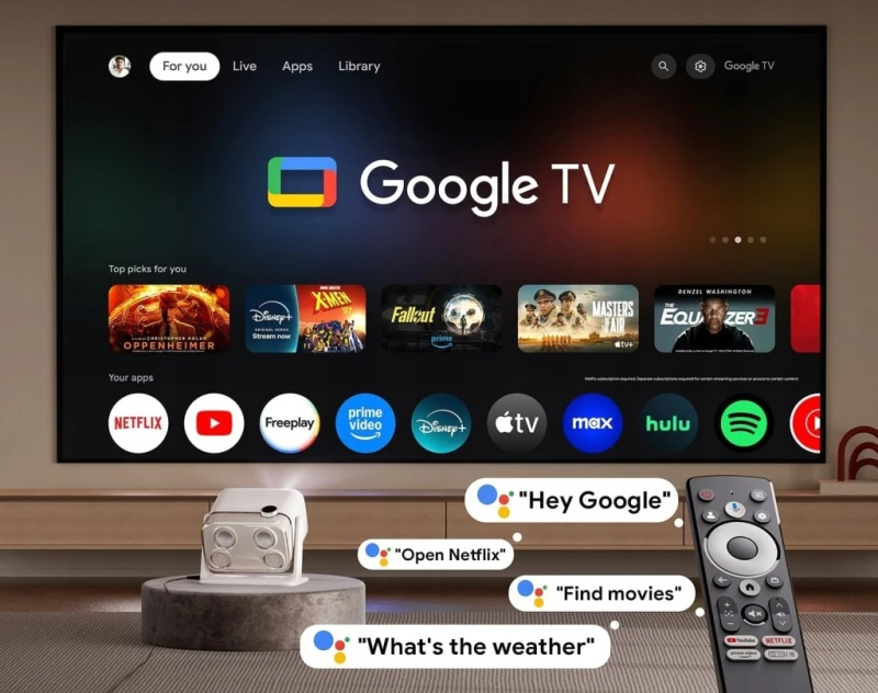 Aurzen BOOM Mini projektor Google TV 1080p 4K Dolby Audio 20W