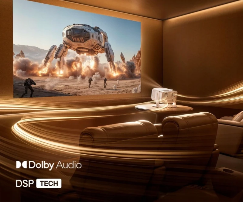 Aurzen BOOM Mini projektor Google TV 1080p 4K Dolby Audio 20W