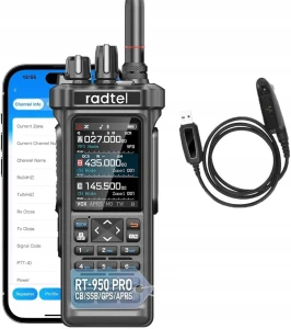 Radtel RT-950 PRO 10W GPS APRS Bluetooth AM/FM/CB/SW USB-C, Krótkofalówka