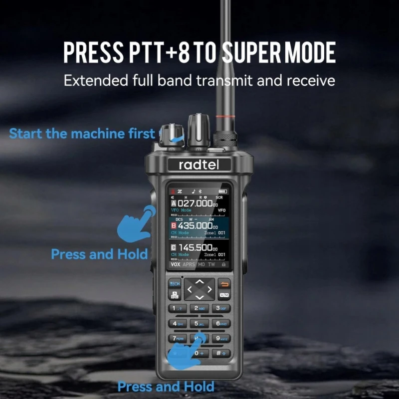 Radtel RT-950 PRO 10W GPS APRS Bluetooth AM/FM/CB/SW USB-C, Krótkofalówka