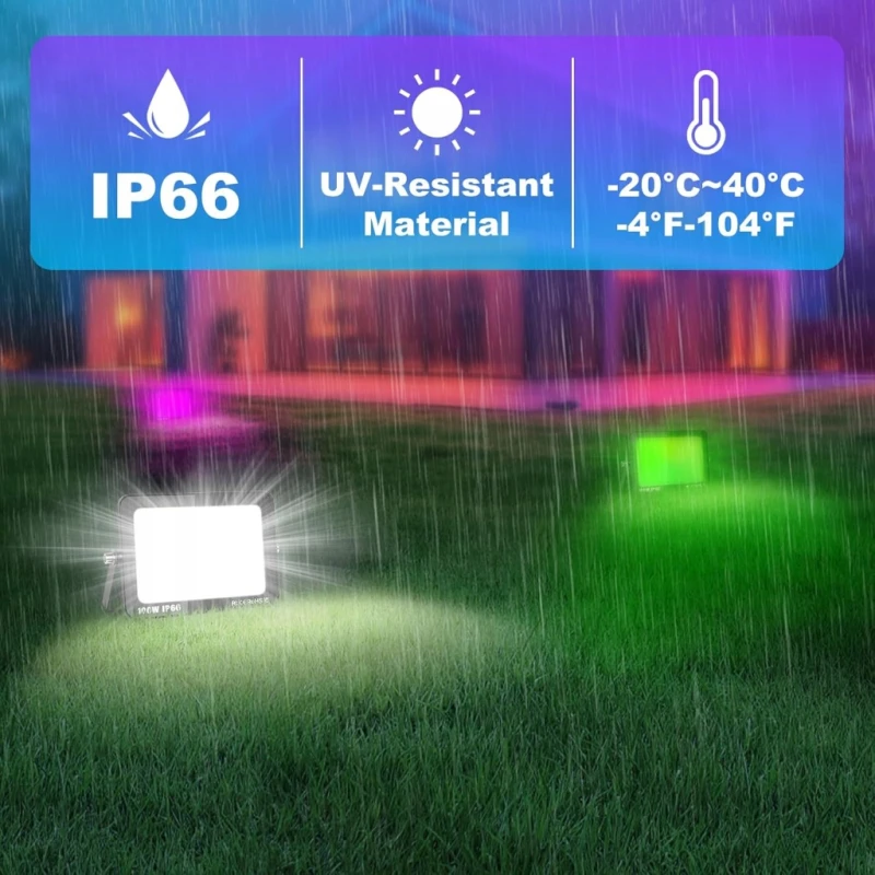 Rigidon 2x150W reflektor zewnętrzny LED RGB IP66 Alikacja Surplife – 300W