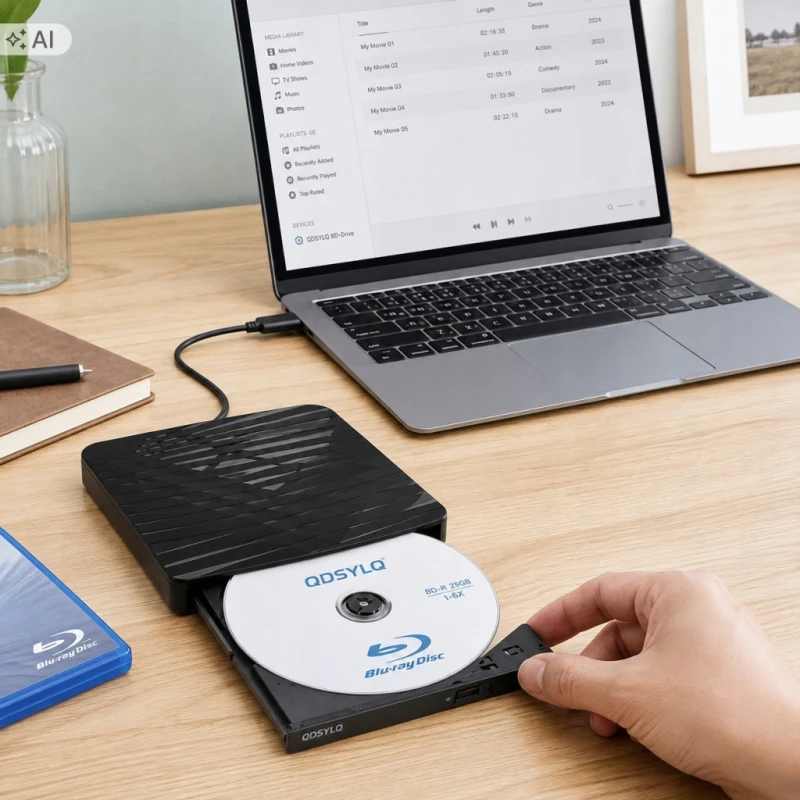 Zewnętrzny napęd, nagrywarka Blu-ray USB 3.0 USB-C BD DVD CD 1080p- QDSYLQ