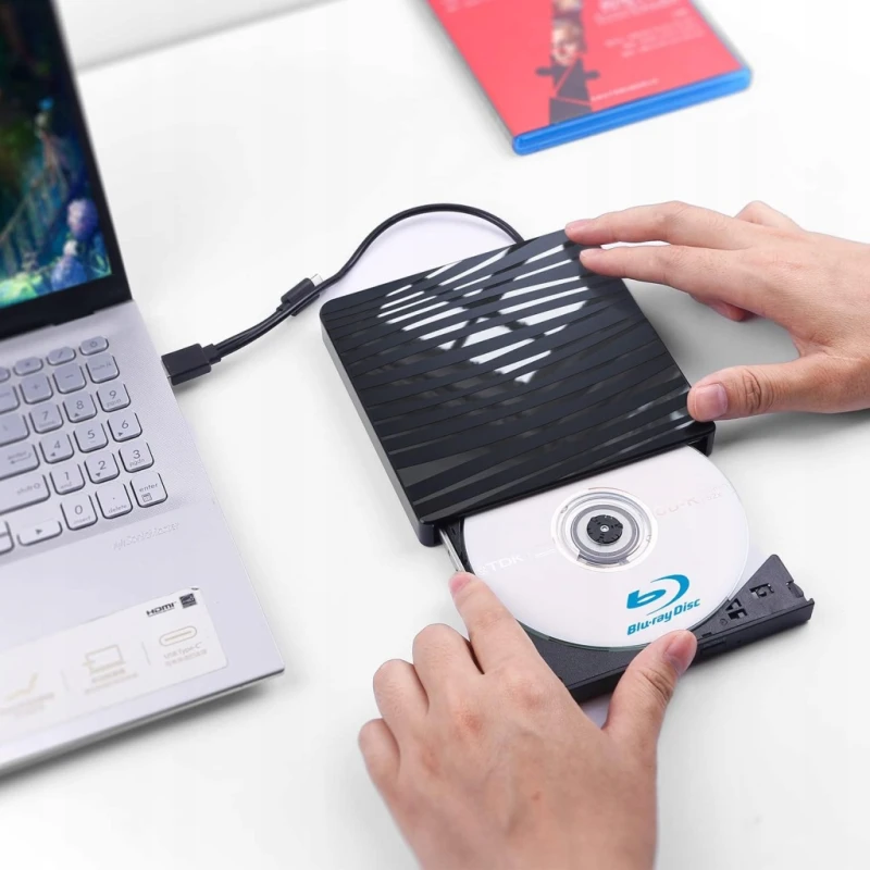 Zewnętrzny napęd, nagrywarka Blu-ray USB 3.0 USB-C BD DVD CD 1080p- QDSYLQ