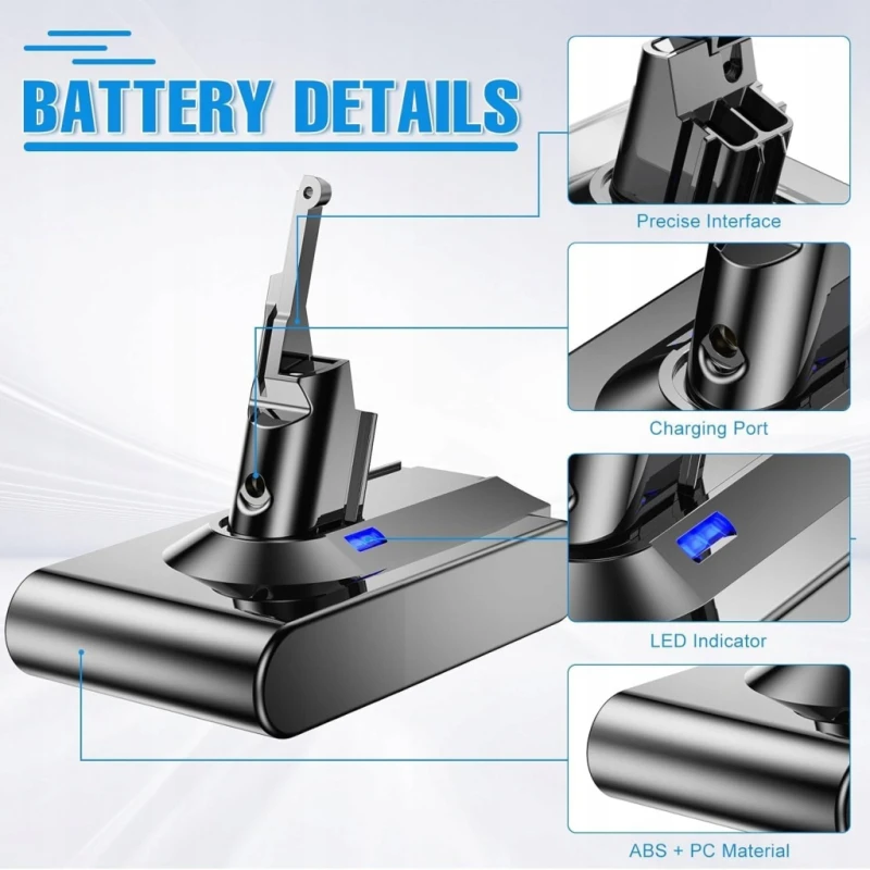 Bonadget bateria do Dyson V8 SV10 + 2 filtry zamienne, 6000 mah