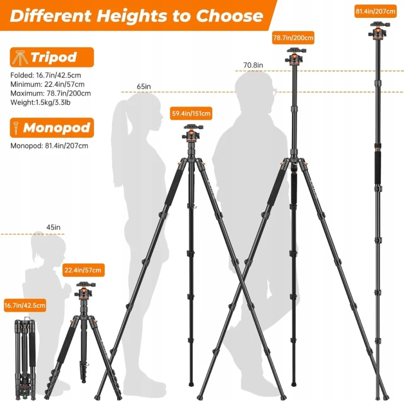Victiv statyw do aparatu, telefonu 200 cm, tripod, monopod 360° udźwig 8 kg