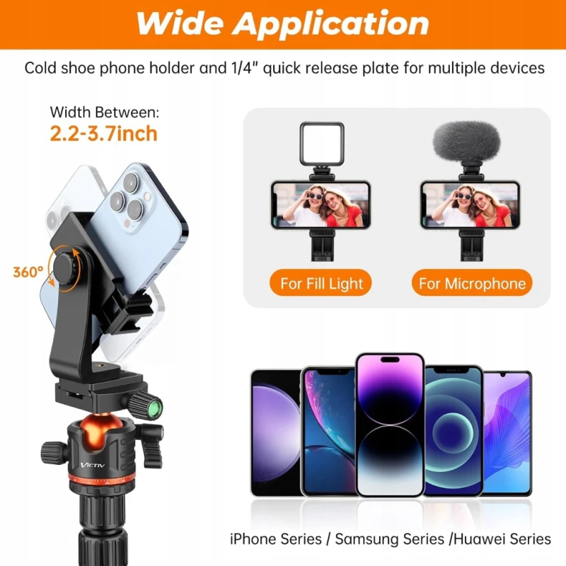 Victiv statyw do aparatu, telefonu 200 cm, tripod, monopod 360° udźwig 8 kg