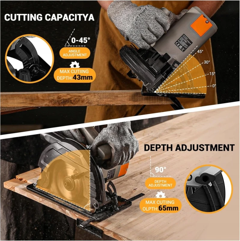 Dekopro piła tarczowa 1200 W 185 mm + prowadnica 65 mm