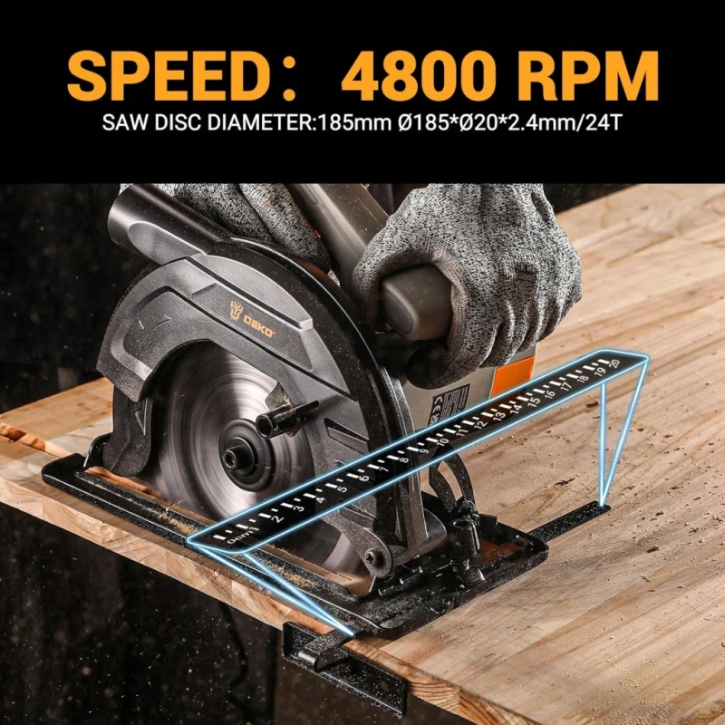 Dekopro piła tarczowa 1200 W 185 mm + prowadnica 65 mm