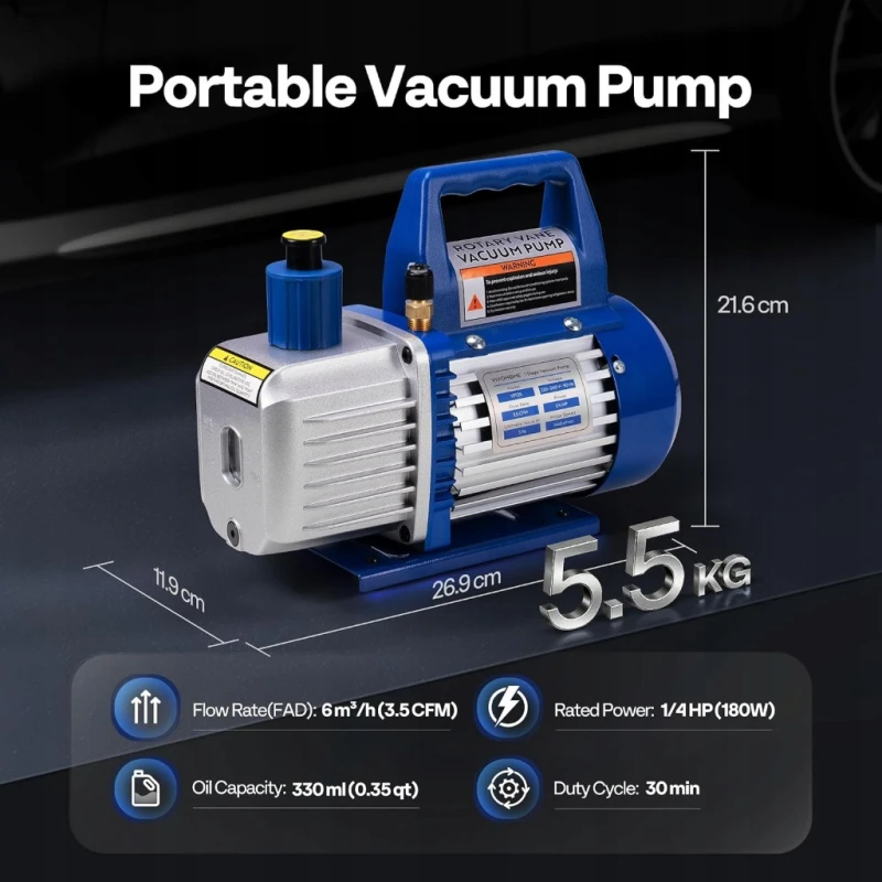 Vivohome pompa próżniowa 3,5 CFM 180 W HVAC klimatyzacja R12, 22 134a, 410a