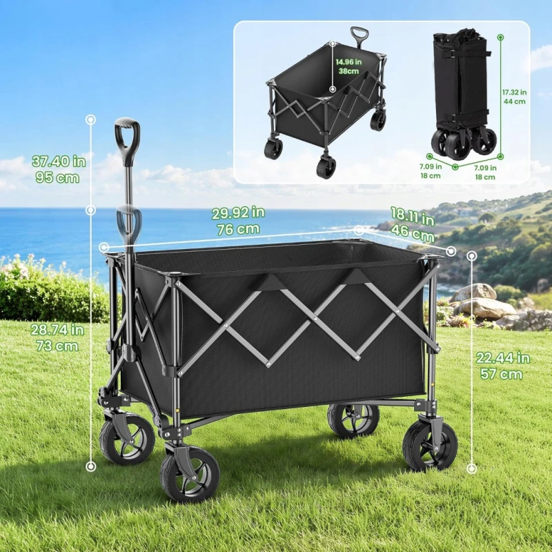 Składany wózek transportowy terenowy do 80 kg, 90x50x28 cm- Rygeo