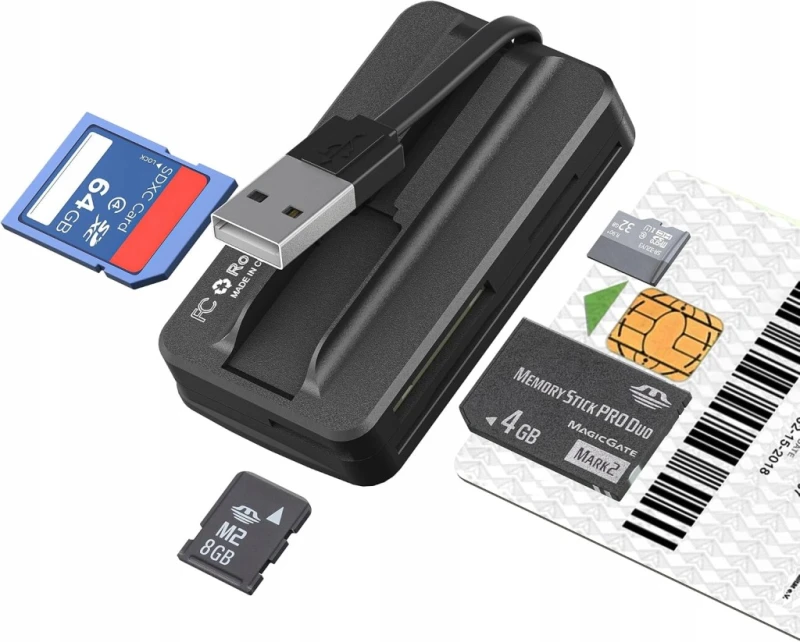 Czytnik kart chipowych USB 6w1 Smart Card SIM SD MicroSD ISO7816 Bawanfa