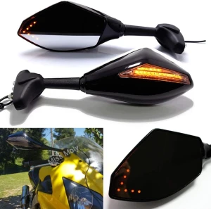 Lusterka motocyklowe LED kierunkowskazy CBR GSXR YZF czarne, Miss Moly