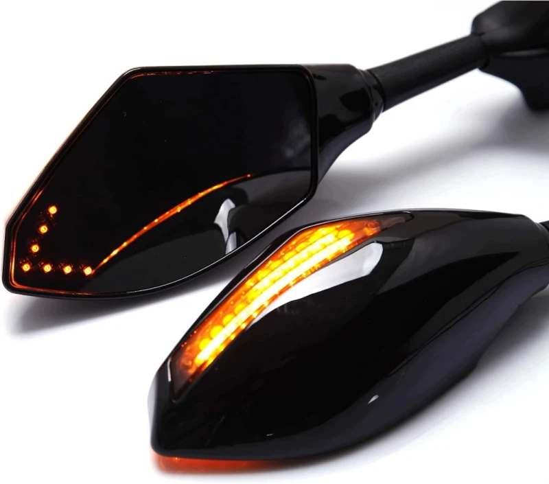 Lusterka motocyklowe LED kierunkowskazy CBR GSXR YZF czarne, Miss Moly