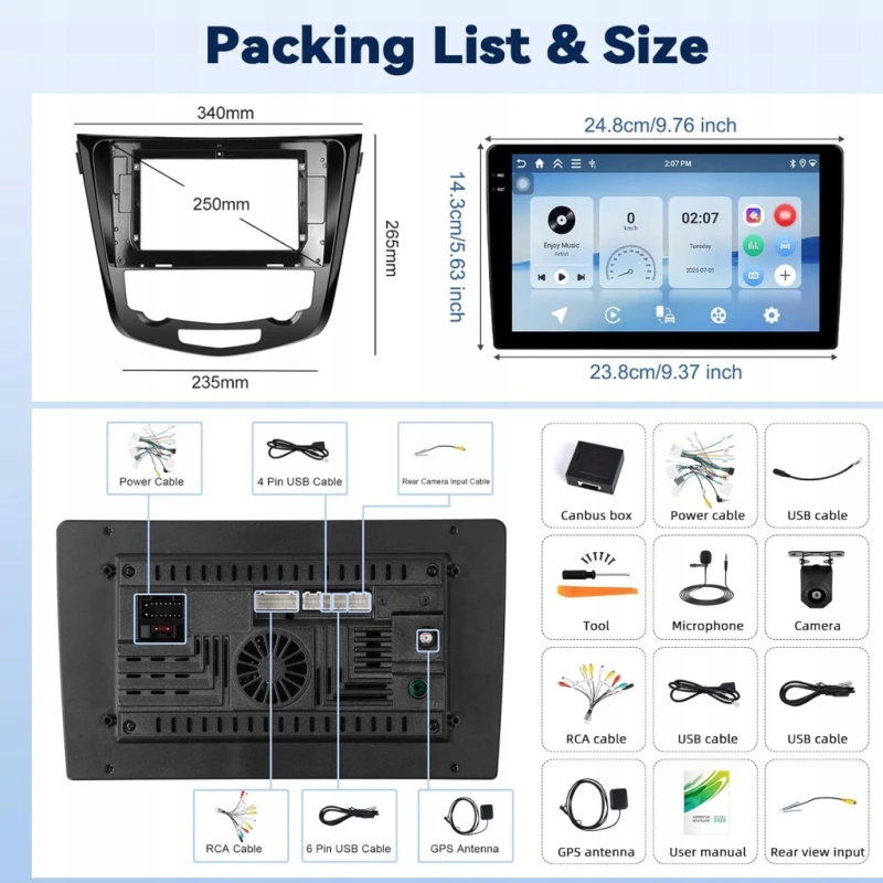 Radio Android 15 4/128GB Nissan Qashqai J11 X-Trail T32 10"- GOHHDL