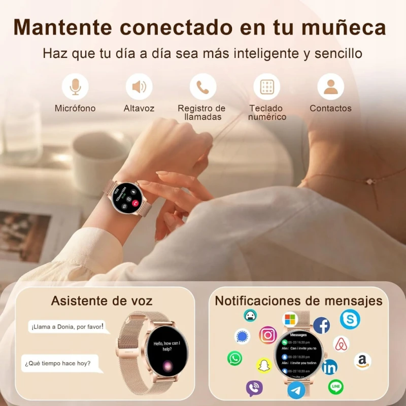 Smartwatch damski 1,27" HD Bluetooth IP68 + 3 paski, rozmowy, Fitdafit