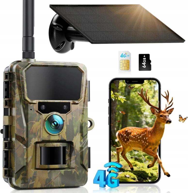 Fotopułapka Ceyomur CY70 kamera leśna 4G LTE solarna 48 MP 2K + 64 GB