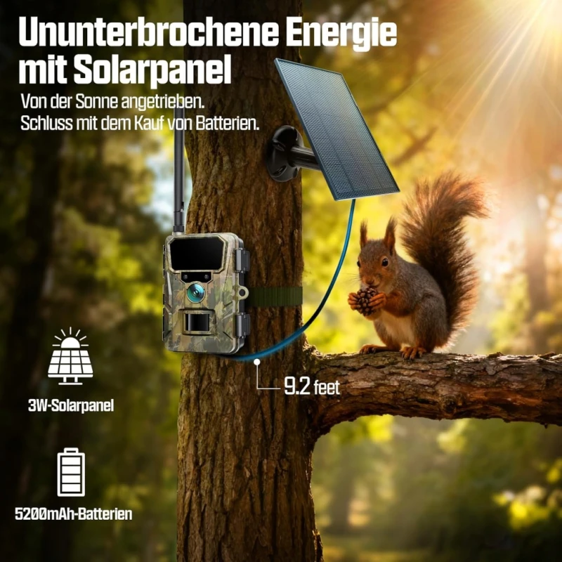 Fotopułapka Ceyomur CY70 kamera leśna 4G LTE solarna 48 MP 2K + 64 GB