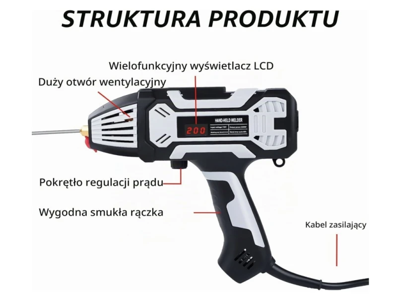 Spawarka ręczna MMA 200 A IGBT 3000 W elektrody 1,6–3,2 mm- Uadme