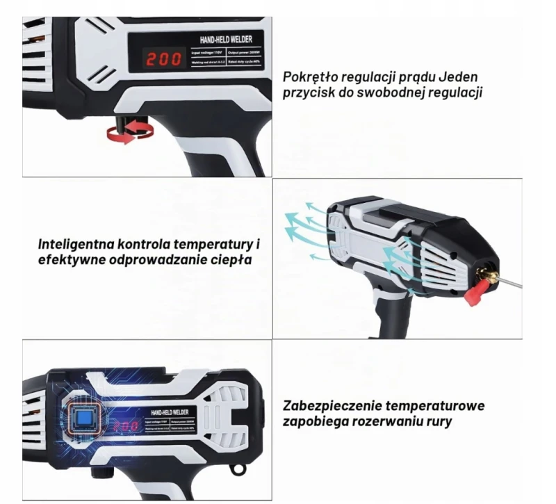 Spawarka ręczna MMA 200 A IGBT 3000 W elektrody 1,6–3,2 mm- Uadme