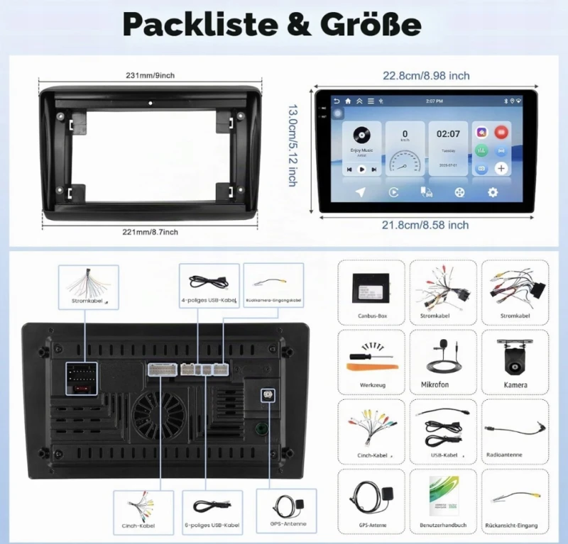 Radio Android 15 4/128GB Ducato Jumper Boxer 9" CarPlay- Camecho