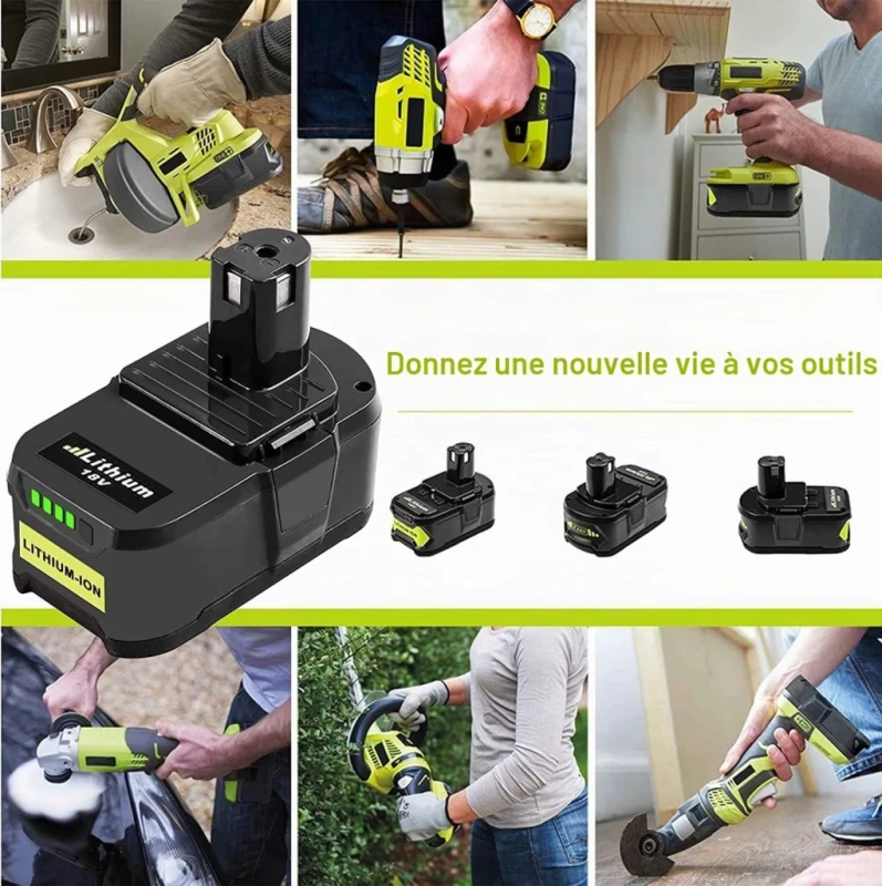 2x bateria 18V 5,5Ah Li-Ion zamiennik do Ryobi ONE+ P108 RB18L50- Bonadget