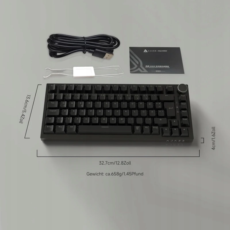 Ajazz AK820 klawiatura mechaniczna 75% QWERTZ hot-swap czarna- Outlet