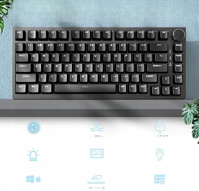 Ajazz AK820 klawiatura mechaniczna 75% QWERTZ hot-swap czarna- Outlet