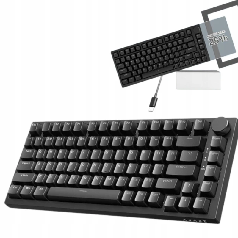 Ajazz AK820 klawiatura mechaniczna 75% QWERTZ hot-swap czarna- Outlet