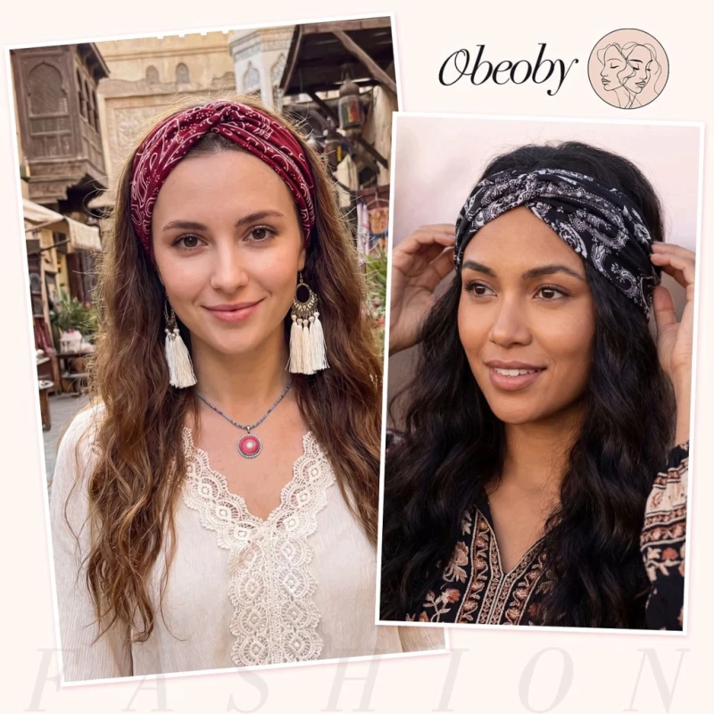6 szerokich opasek na czoło 23×15 cm boho do sportu i jogi- Obeoby