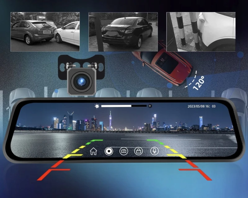 Kamera samochodowa lusterko 9,66" 1080p przód + tył G-sensor
